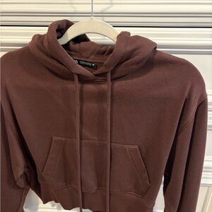 Zara Women's Chocolate Brown Hoodie Sweater